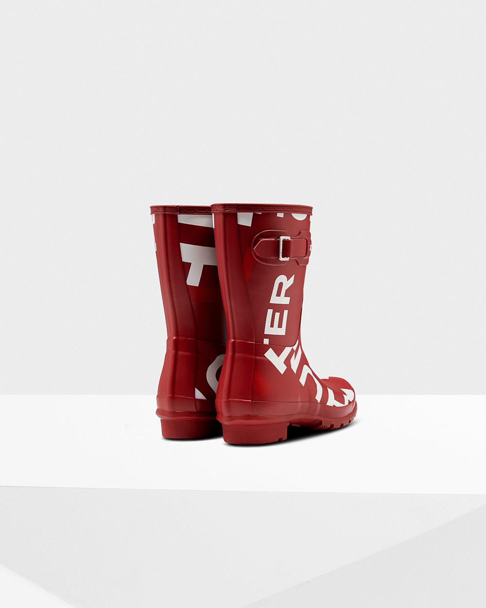 Hunter Original Exploded Logo Short Rain Boots - Online Store Womens Grey Red - NYXHUG056